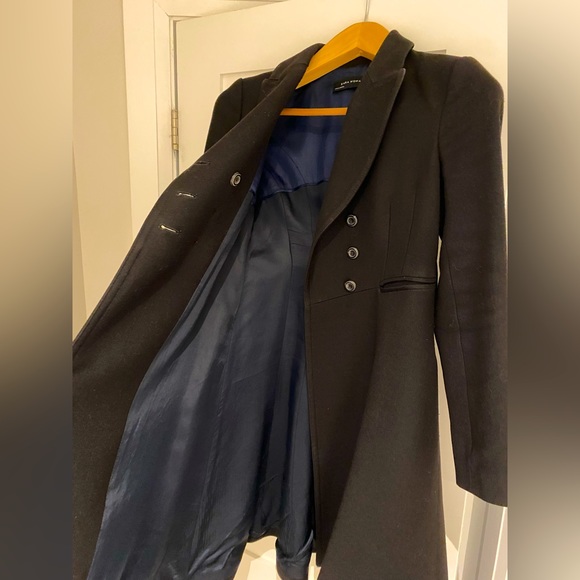 Zara XS black wool coat - Picture 2 of 7